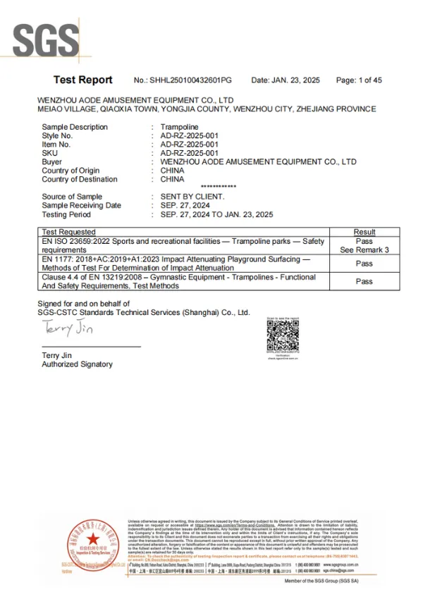SGS-Certified EN Trampoline